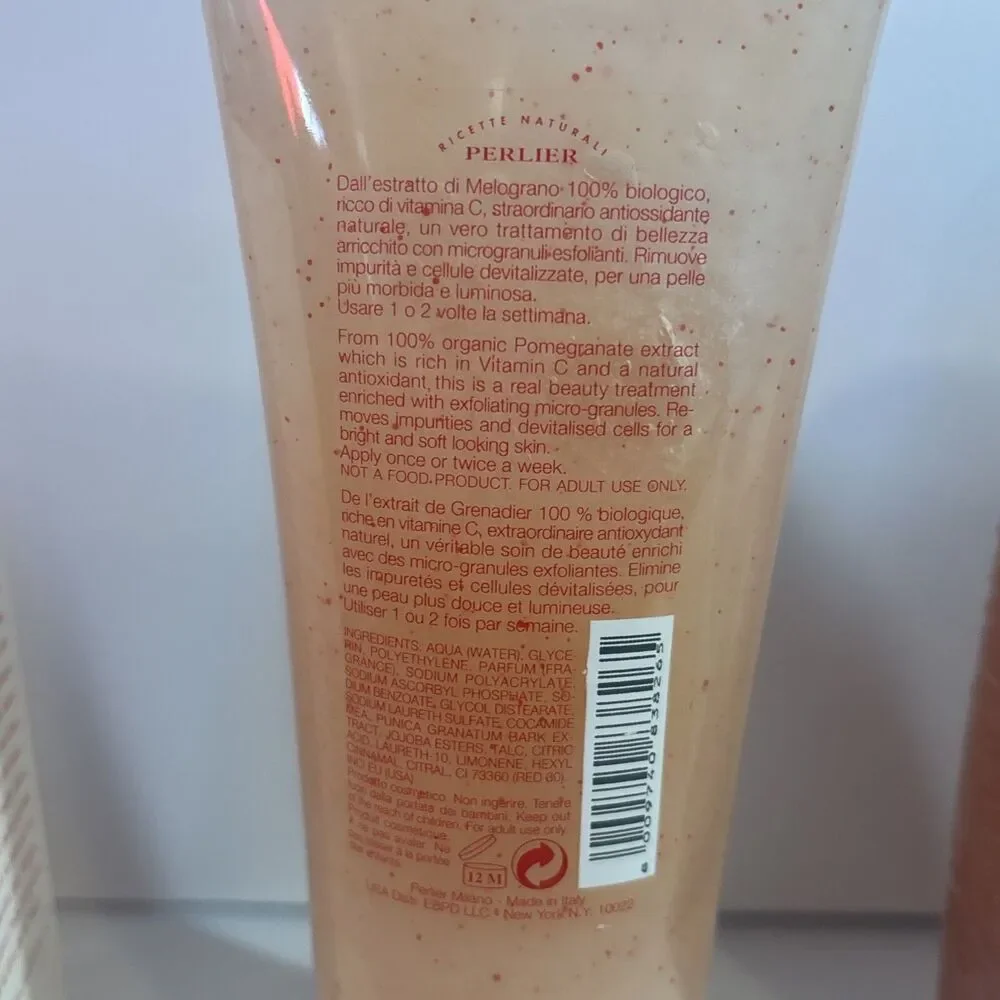 Perlier Mediterranean Pomegranate Bath Cream, Body Mousse, Scrub, Hand Balm New